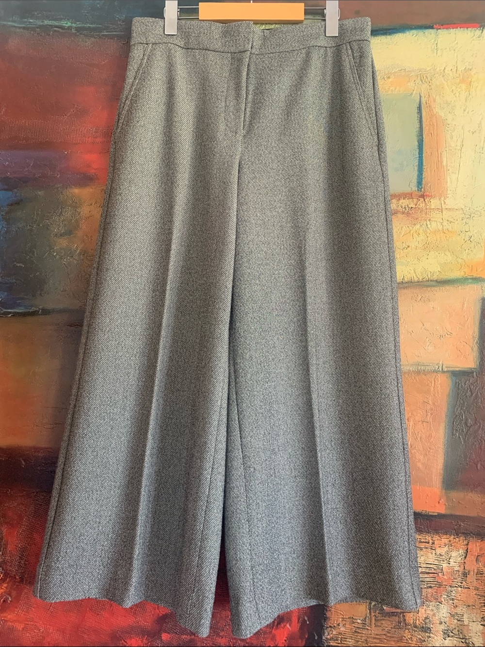 Ann Taylor Grey Herringbone Wide Leg Culottes, Sz 8 (10)